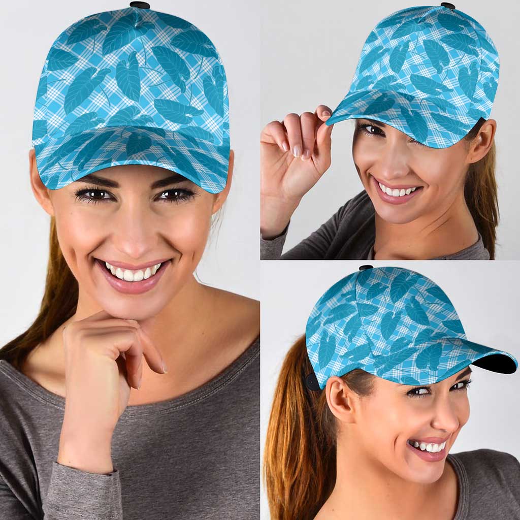 Blue Hawaii Kalo Palaka Motifs Classic Cap Hawaiian Taro Leaves Elegant Vibes