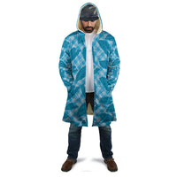 Blue Hawaii Kalo Palaka Motifs Cloak Hawaiian Taro Leaves Elegant Vibes - Polynesian Pride
