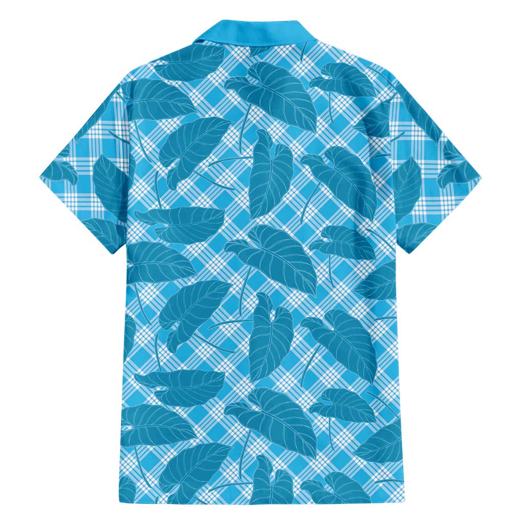 Blue Hawaii Kalo Palaka Motifs Family Matching Mermaid Dress and Hawaiian Shirt Hawaiian Taro Leaves Elegant Vibes LT14 - Polynesian Pride