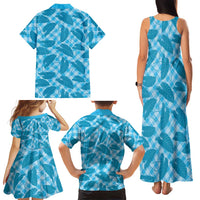 Blue Hawaii Kalo Palaka Motifs Family Matching Tank Maxi Dress and Hawaiian Shirt Hawaiian Taro Leaves Elegant Vibes LT14 - Polynesian Pride