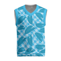 Blue Hawaii Kalo Palaka Motifs Christmas Knitted V-Neck Vest Hawaiian Taro Leaves Elegant Vibes LT14 Blue - Polynesian Pride