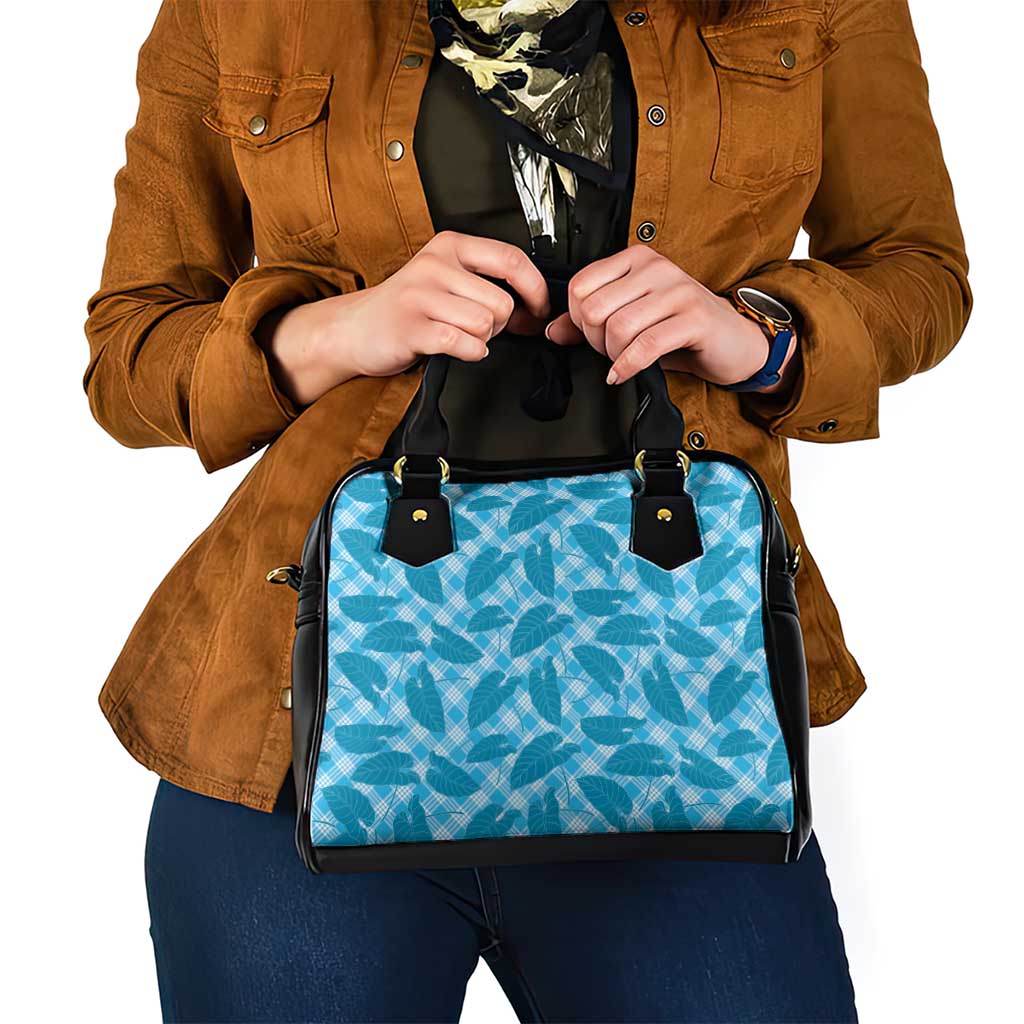 Blue Hawaii Kalo Palaka Motifs Shoulder Handbag Hawaiian Taro Leaves Elegant Vibes - Polynesian Pride
