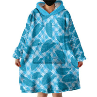 Blue Hawaii Kalo Palaka Motifs Wearable Blanket Hoodie Hawaiian Taro Leaves Elegant Vibes LT14 - Polynesian Pride