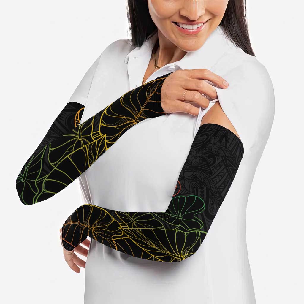 Aloha Hawaii Kalo Arm Sleeves Reggae Taro Polynesian Pattern - Polynesian Pride