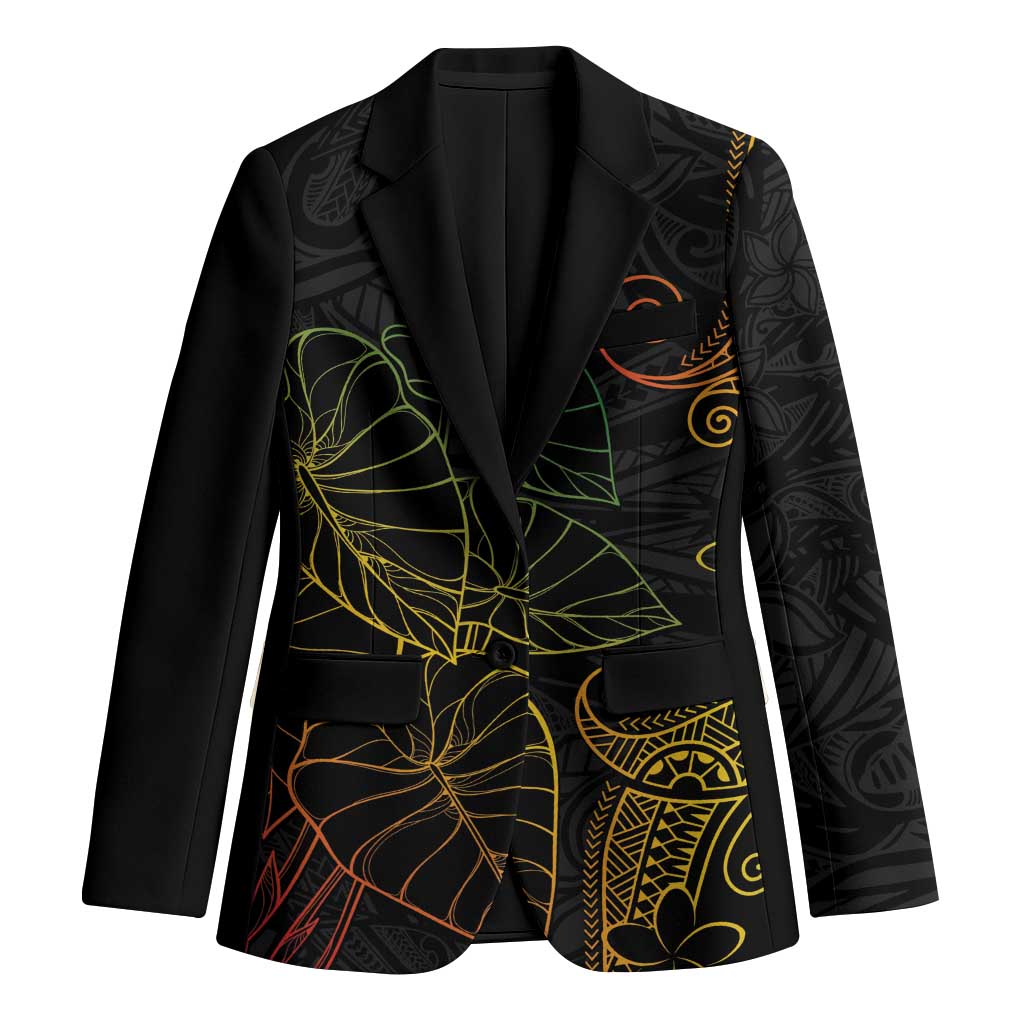 Aloha Hawaii Kalo Blazer Reggae Taro Polynesian Pattern LT14 Unisex Black - Polynesian Pride