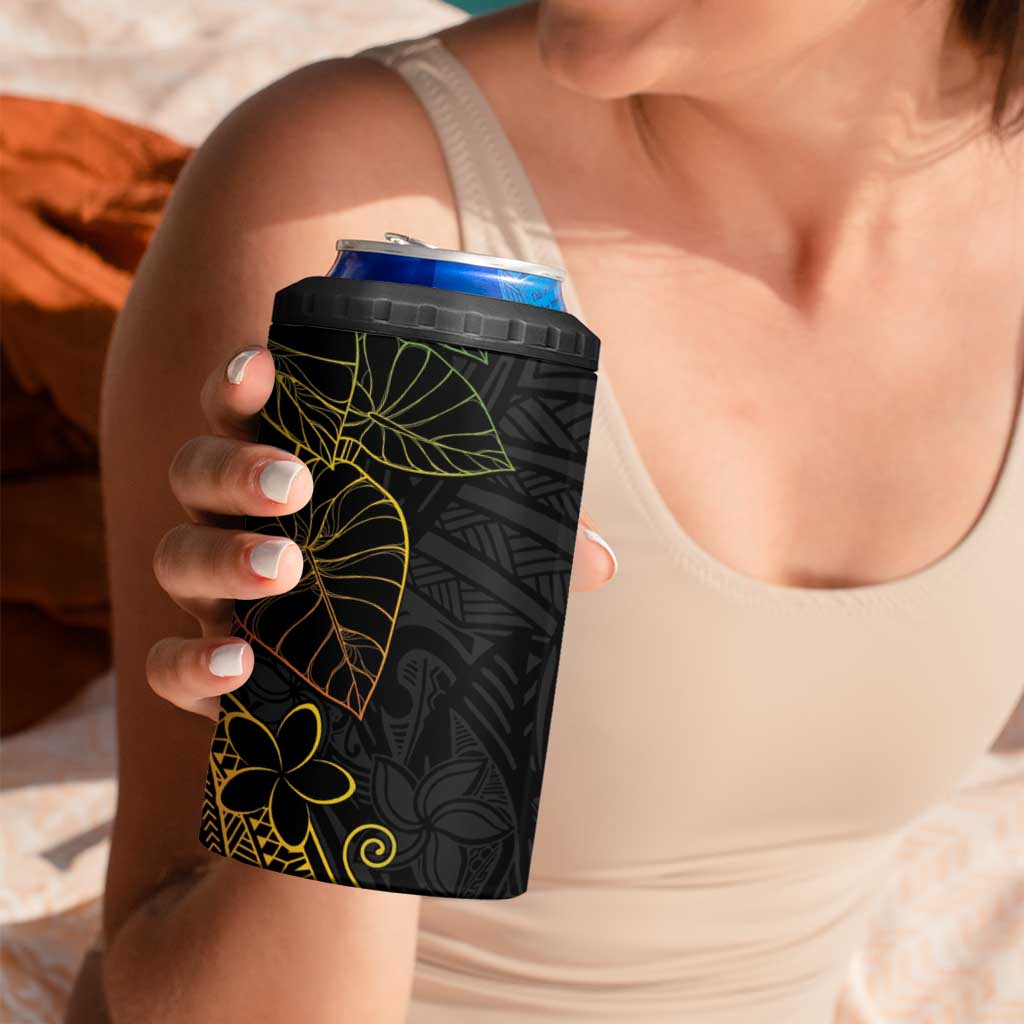 Aloha Hawaii Kalo 4 in 1 Can Cooler Tumbler Reggae Taro Polynesian Pattern - Polynesian Pride