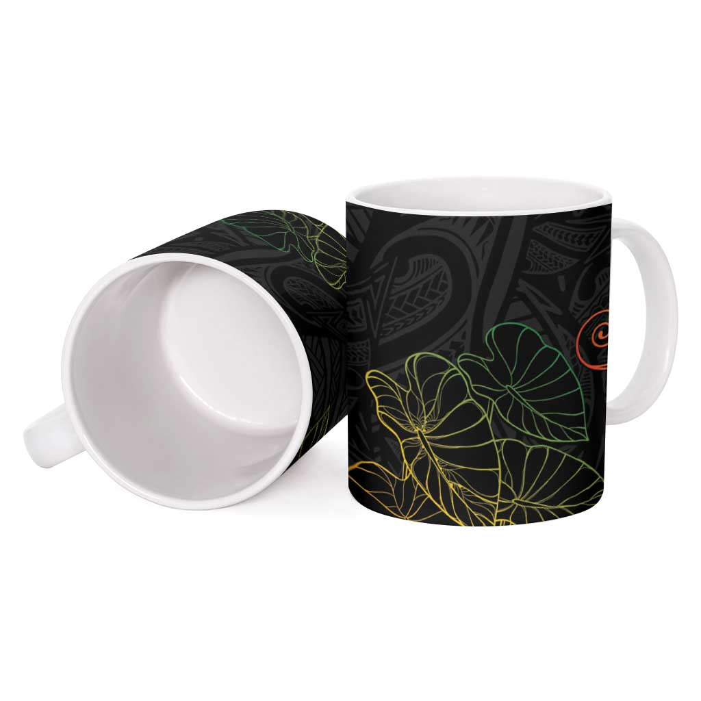 Aloha Hawaii Kalo Ceramic Mug Reggae Taro Polynesian Pattern - Polynesian Pride