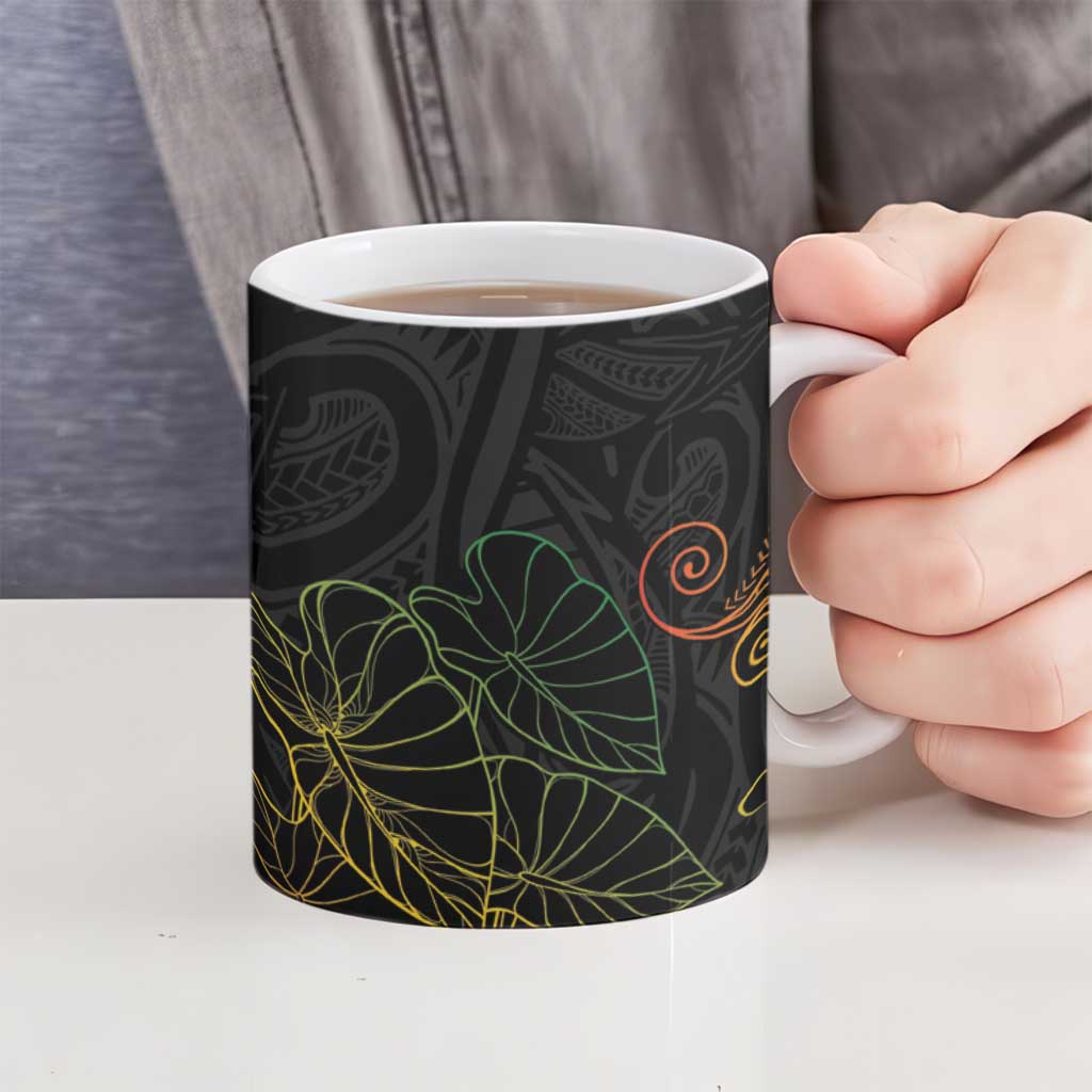 Aloha Hawaii Kalo Ceramic Mug Reggae Taro Polynesian Pattern - Polynesian Pride