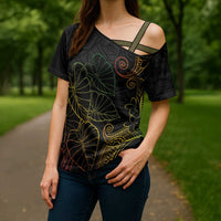 Aloha Hawaii Kalo Cross Shoulder Shirt Reggae Taro Polynesian Pattern - Polynesian Pride