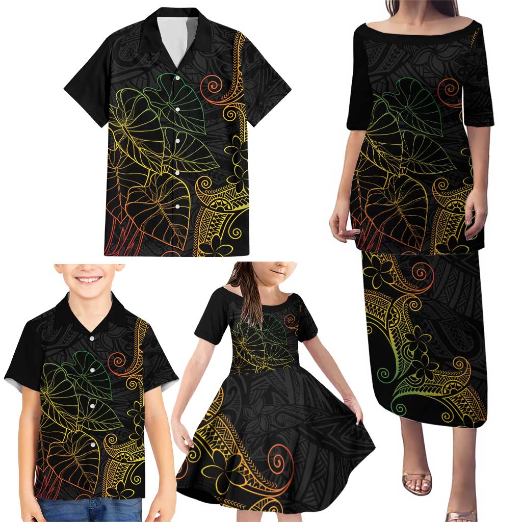 Aloha Hawaii Kalo Family Matching Puletasi and Hawaiian Shirt Reggae Taro Polynesian Pattern - Polynesian Pride