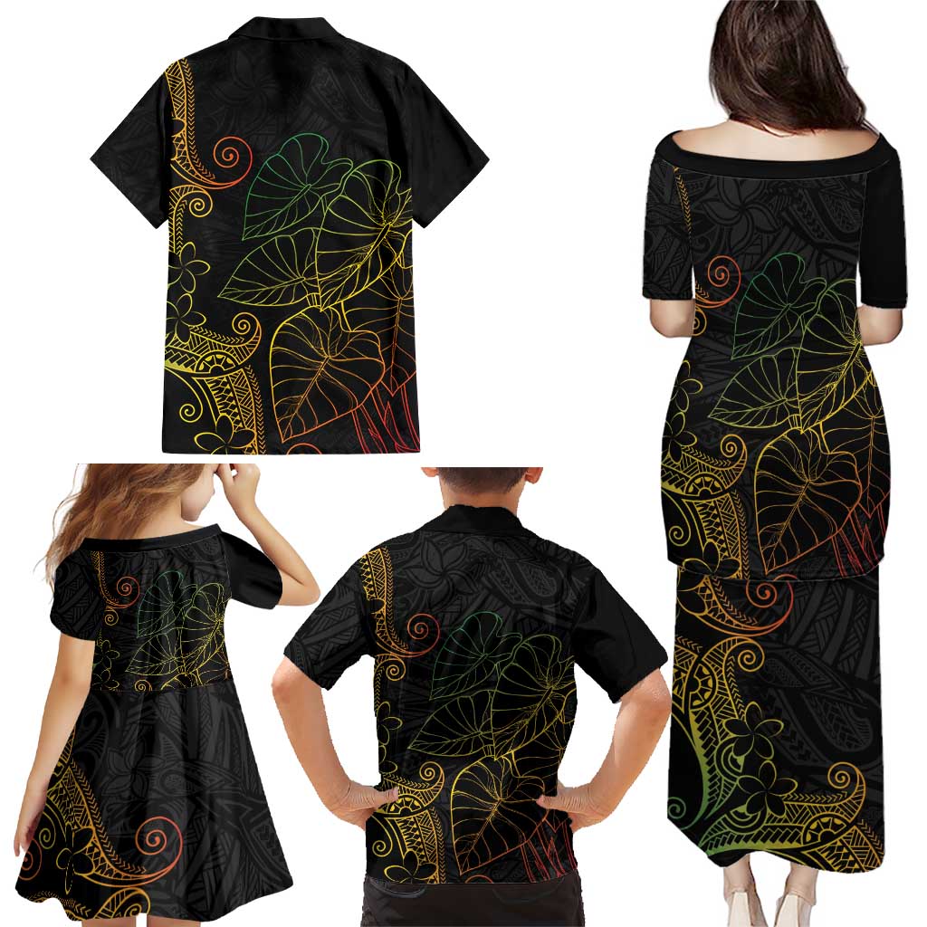 Aloha Hawaii Kalo Family Matching Puletasi and Hawaiian Shirt Reggae Taro Polynesian Pattern - Polynesian Pride