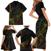Aloha Hawaii Kalo Family Matching Short Sleeve Bodycon Dress and Hawaiian Shirt Reggae Taro Polynesian Pattern LT14 - Polynesian Pride