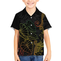 Aloha Hawaii Kalo Family Matching Short Sleeve Bodycon Dress and Hawaiian Shirt Reggae Taro Polynesian Pattern LT14 Son's Shirt Black - Polynesian Pride
