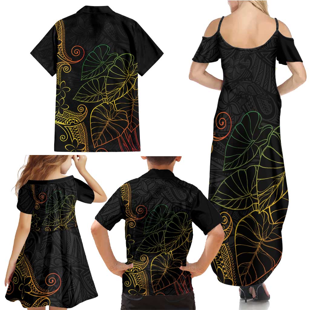 Aloha Hawaii Kalo Family Matching Summer Maxi Dress and Hawaiian Shirt Reggae Taro Polynesian Pattern - Polynesian Pride