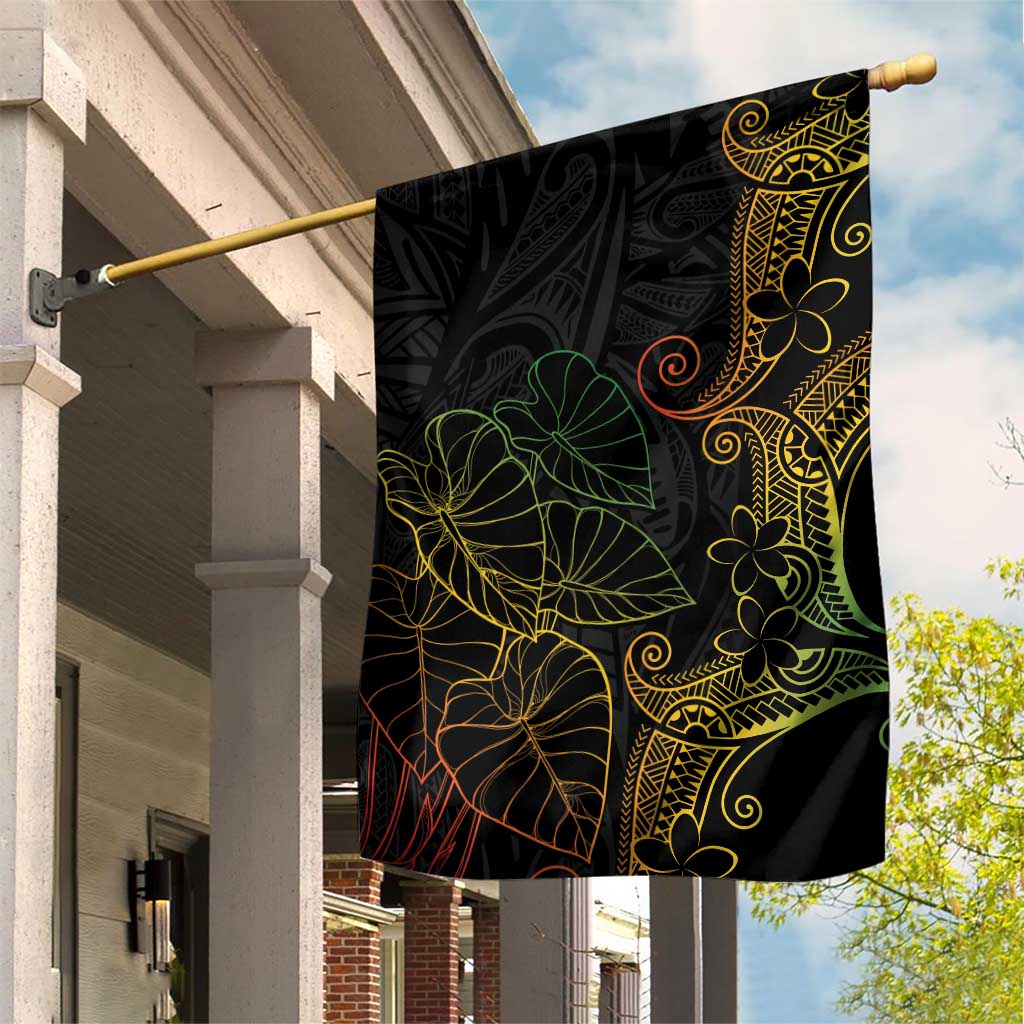 Aloha Hawaii Kalo Garden Flag Reggae Taro Polynesian Pattern - Polynesian Pride