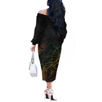 Aloha Hawaii Kalo Off The Shoulder Long Sleeve Dress Reggae Taro Polynesian Pattern LT14 - Polynesian Pride