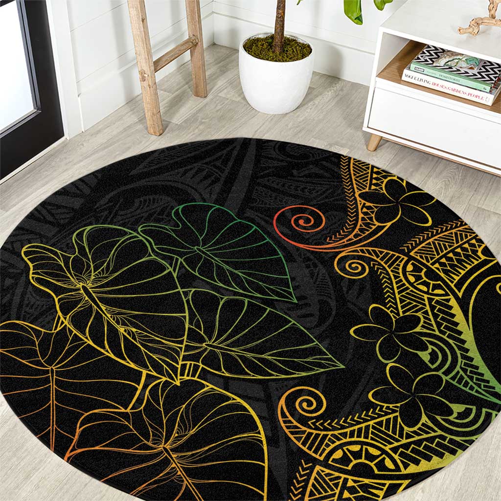 Aloha Hawaii Kalo Round Carpet Reggae Taro Polynesian Pattern - Polynesian Pride
