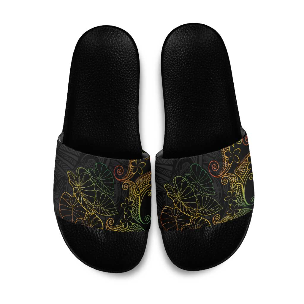 Aloha Hawaii Kalo Slide Sandals Reggae Taro Polynesian Pattern - Polynesian Pride