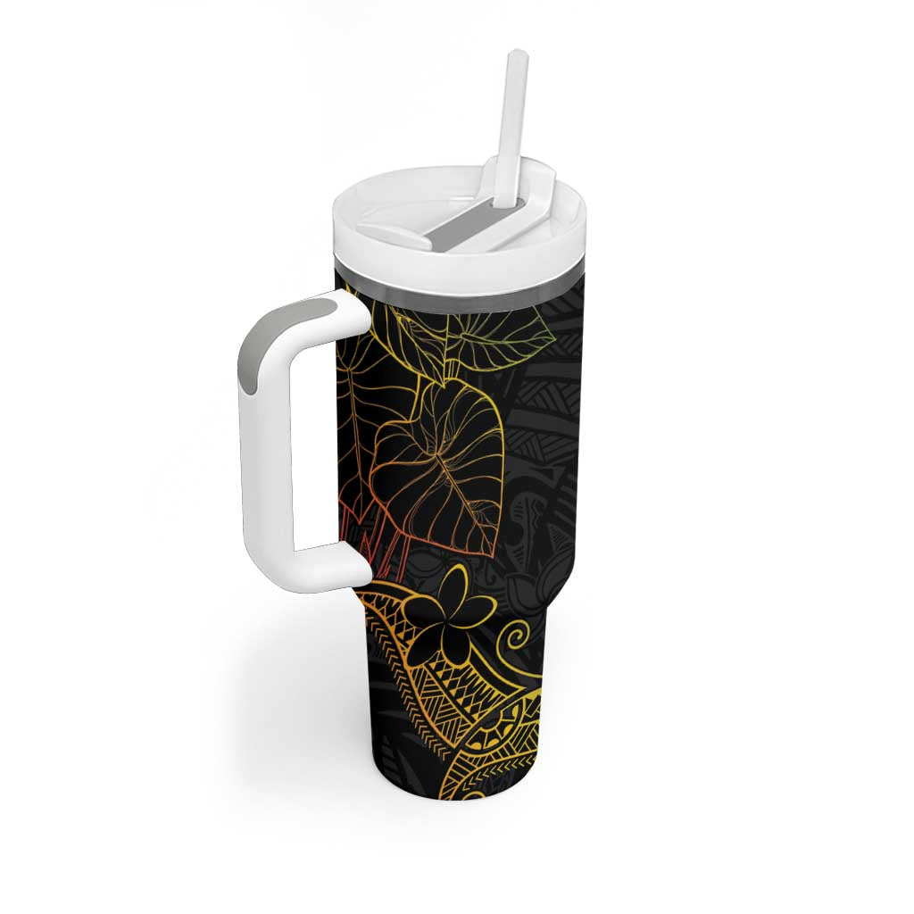 Aloha Hawaii Kalo Tumbler With Handle Reggae Taro Polynesian Pattern - Polynesian Pride