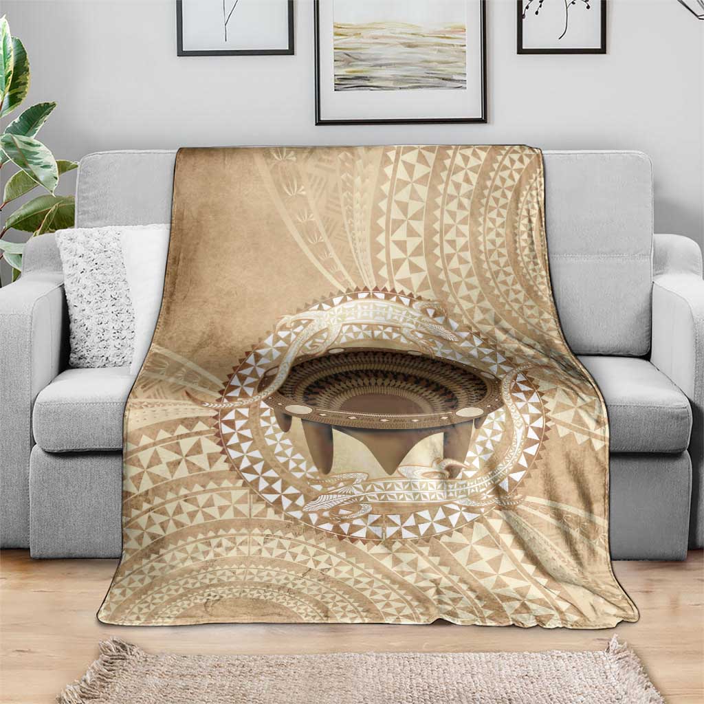 Tonga Skink Kava Bowl Blanket Vintage Tongan Ngatu Pattern
