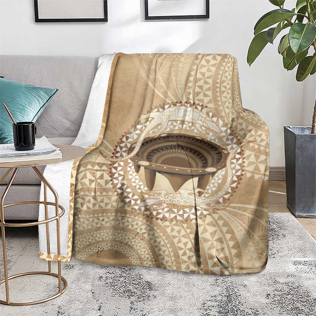 Tonga Skink Kava Bowl Blanket Vintage Tongan Ngatu Pattern