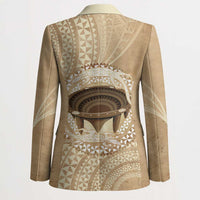 Tonga Skink Kava Bowl Blazer Vintage Tongan Ngatu Pattern