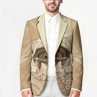 Tonga Skink Kava Bowl Blazer Vintage Tongan Ngatu Pattern