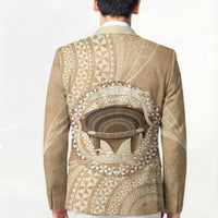 Tonga Skink Kava Bowl Blazer Vintage Tongan Ngatu Pattern