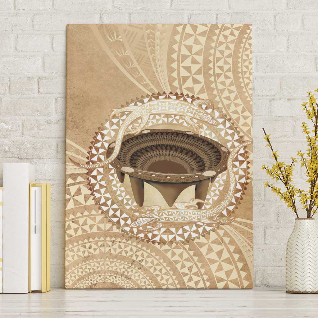 Tonga Skink Kava Bowl Canvas Wall Art Vintage Tongan Ngatu Pattern