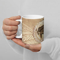 Tonga Skink Kava Bowl Ceramic Mug Vintage Tongan Ngatu Pattern