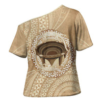 Tonga Skink Kava Bowl Cross Shoulder Shirt Vintage Tongan Ngatu Pattern