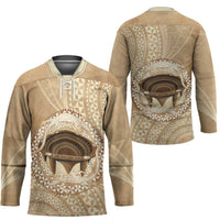 Tonga Skink Kava Bowl Hockey Jersey Vintage Tongan Ngatu Pattern