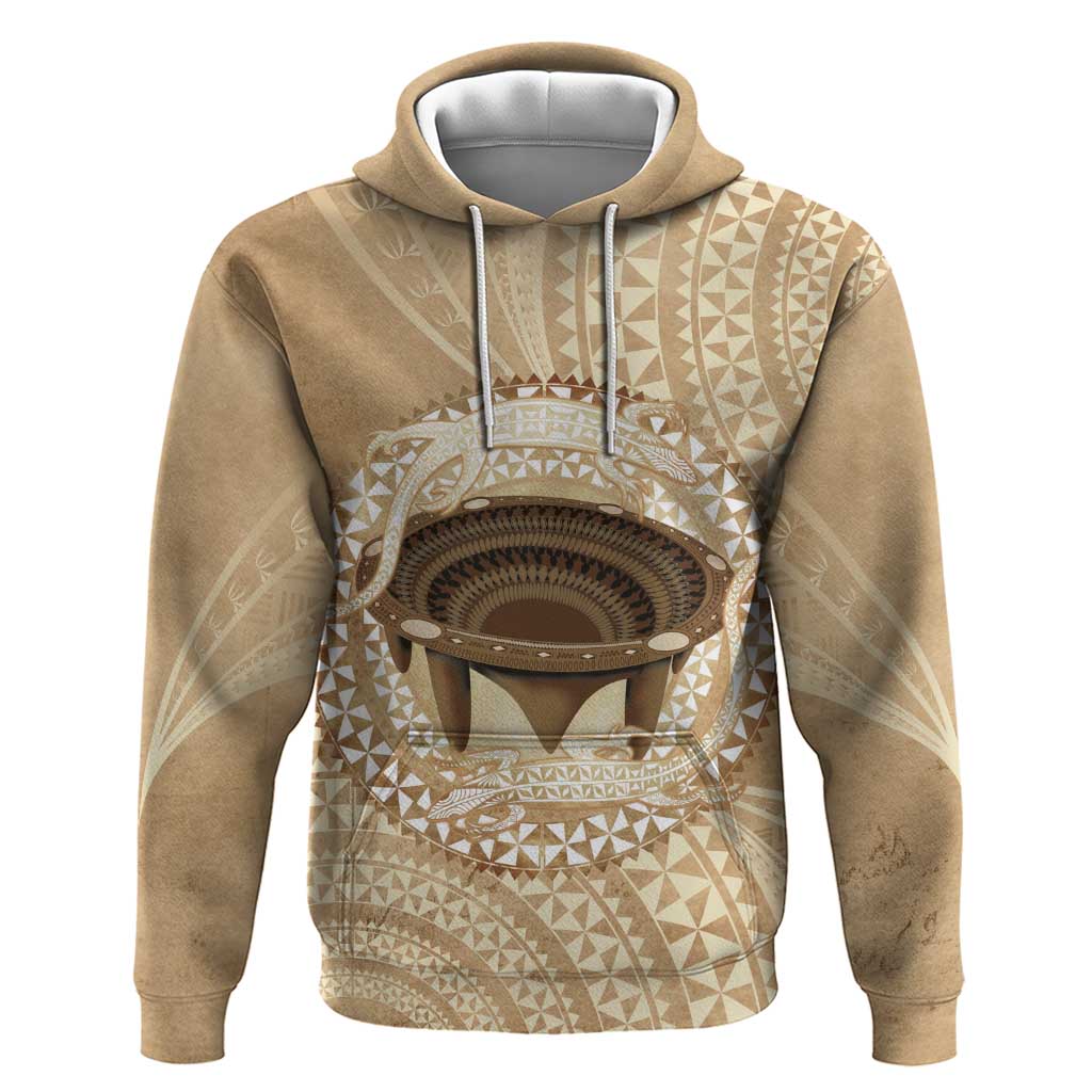 Tonga Skink Kava Bowl Hoodie Vintage Tongan Ngatu Pattern