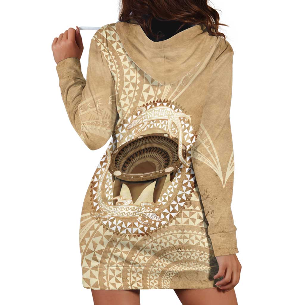 Tonga Skink Kava Bowl Hoodie Dress Vintage Tongan Ngatu Pattern