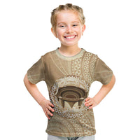 Tonga Skink Kava Bowl Kid T Shirt Vintage Tongan Ngatu Pattern