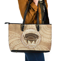 Tonga Skink Kava Bowl Leather Tote Bag Vintage Tongan Ngatu Pattern