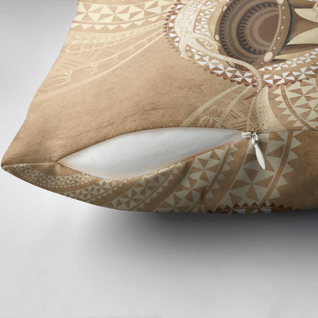 Tonga Skink Kava Bowl Pillow Cover Vintage Tongan Ngatu Pattern