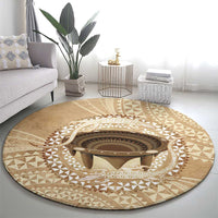 Tonga Skink Kava Bowl Round Carpet Vintage Tongan Ngatu Pattern