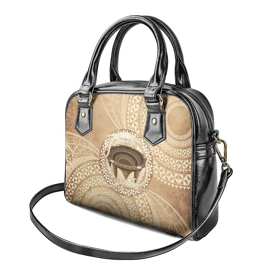 Tonga Skink Kava Bowl Shoulder Handbag Vintage Tongan Ngatu Pattern