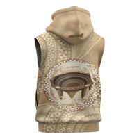 Tonga Skink Kava Bowl Sleeveless Hoodie Vintage Tongan Ngatu Pattern