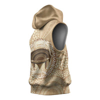 Tonga Skink Kava Bowl Sleeveless Hoodie Vintage Tongan Ngatu Pattern