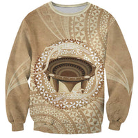 Tonga Skink Kava Bowl Sweatshirt Vintage Tongan Ngatu Pattern