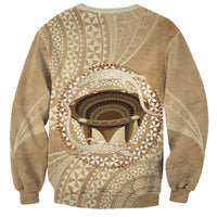 Tonga Skink Kava Bowl Sweatshirt Vintage Tongan Ngatu Pattern