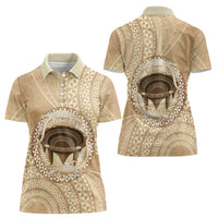 Tonga Skink Kava Bowl Women Polo Shirt Vintage Tongan Ngatu Pattern