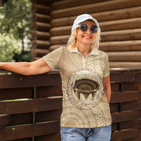Tonga Skink Kava Bowl Women Polo Shirt Vintage Tongan Ngatu Pattern
