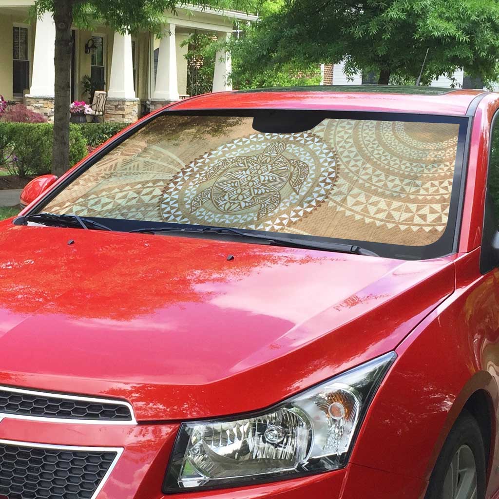 Tonga Ngatu Turtle Auto Sun Shade Vintage Tongan Tapa Cloth
