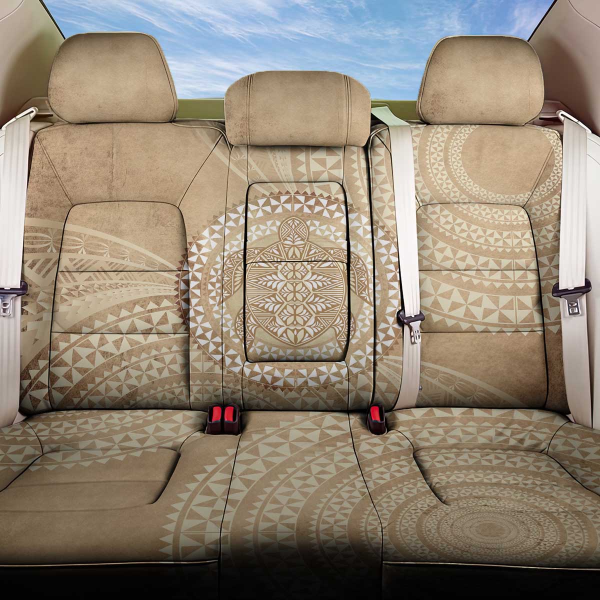 Tonga Ngatu Turtle Back Car Seat Cover Vintage Tongan Tapa Cloth