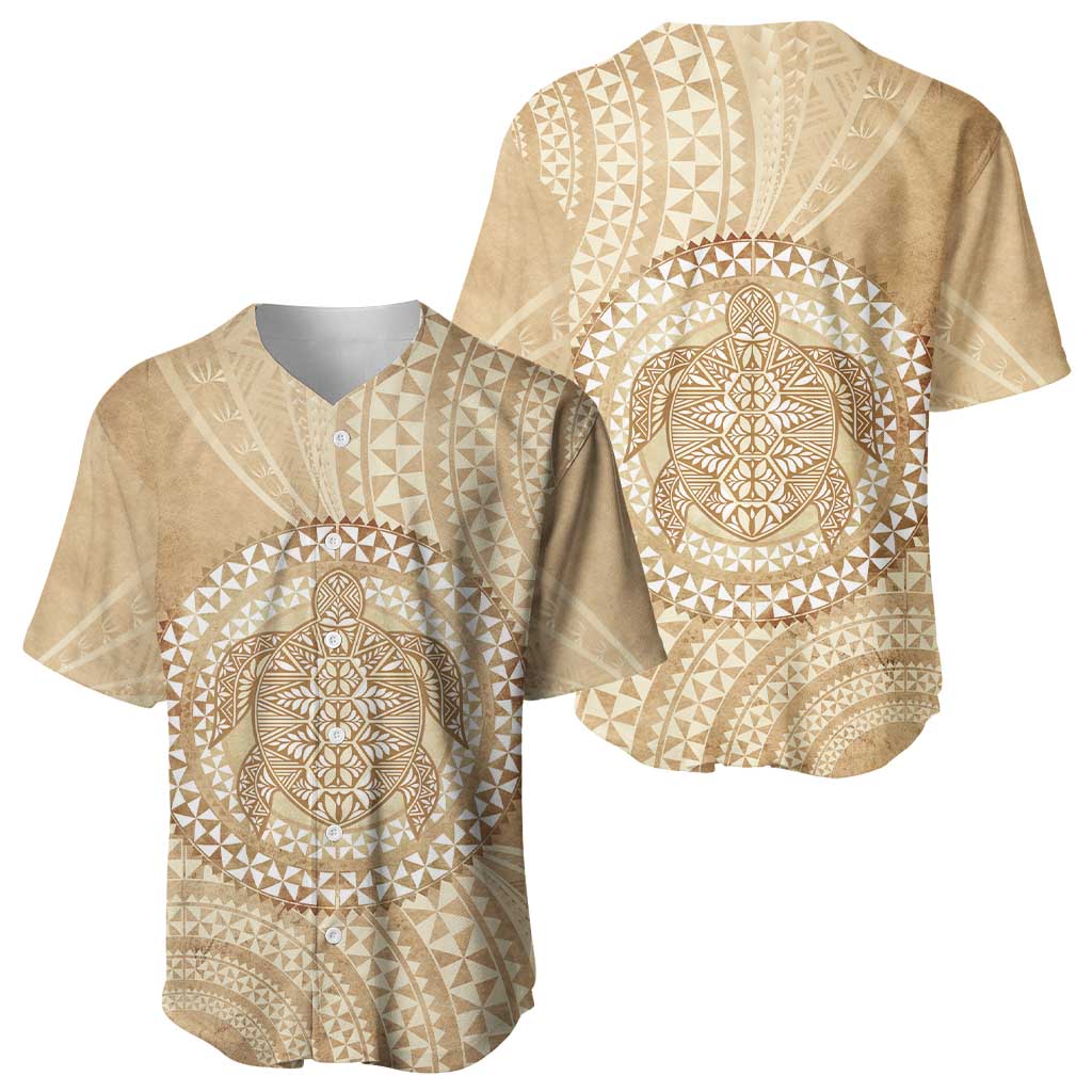 Tonga Ngatu Turtle Baseball Jersey Vintage Tongan Tapa Cloth
