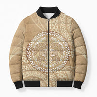 Tonga Ngatu Turtle Bomber Puffer Jacket Vintage Tongan Tapa Cloth