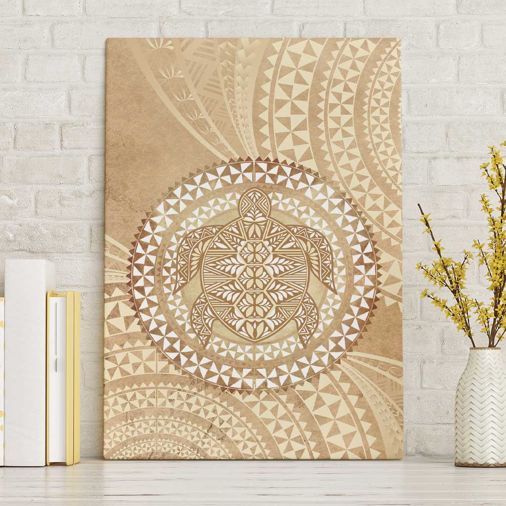 Tonga Ngatu Turtle Canvas Wall Art Vintage Tongan Tapa Cloth